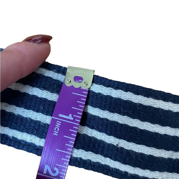 Hollister Women’s Brown Leather and Fabric Belt with Blue and White Stripes - Picture 8 of 10